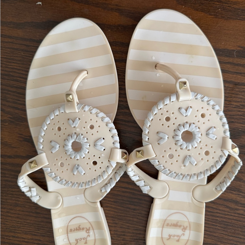 Jack Rogers Beige and White Sandals